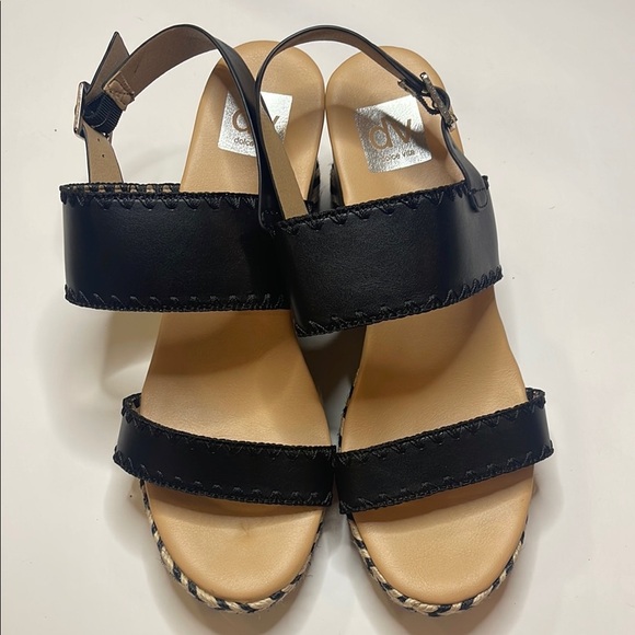 DV Dolce Vita Women's Black Braided Strap Wedge Sandals - Picture 6 of 6